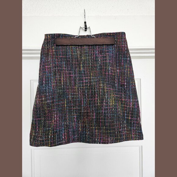 Oasis Black Rainbow Tweed Mini Skirt - Picture 1 of 7
